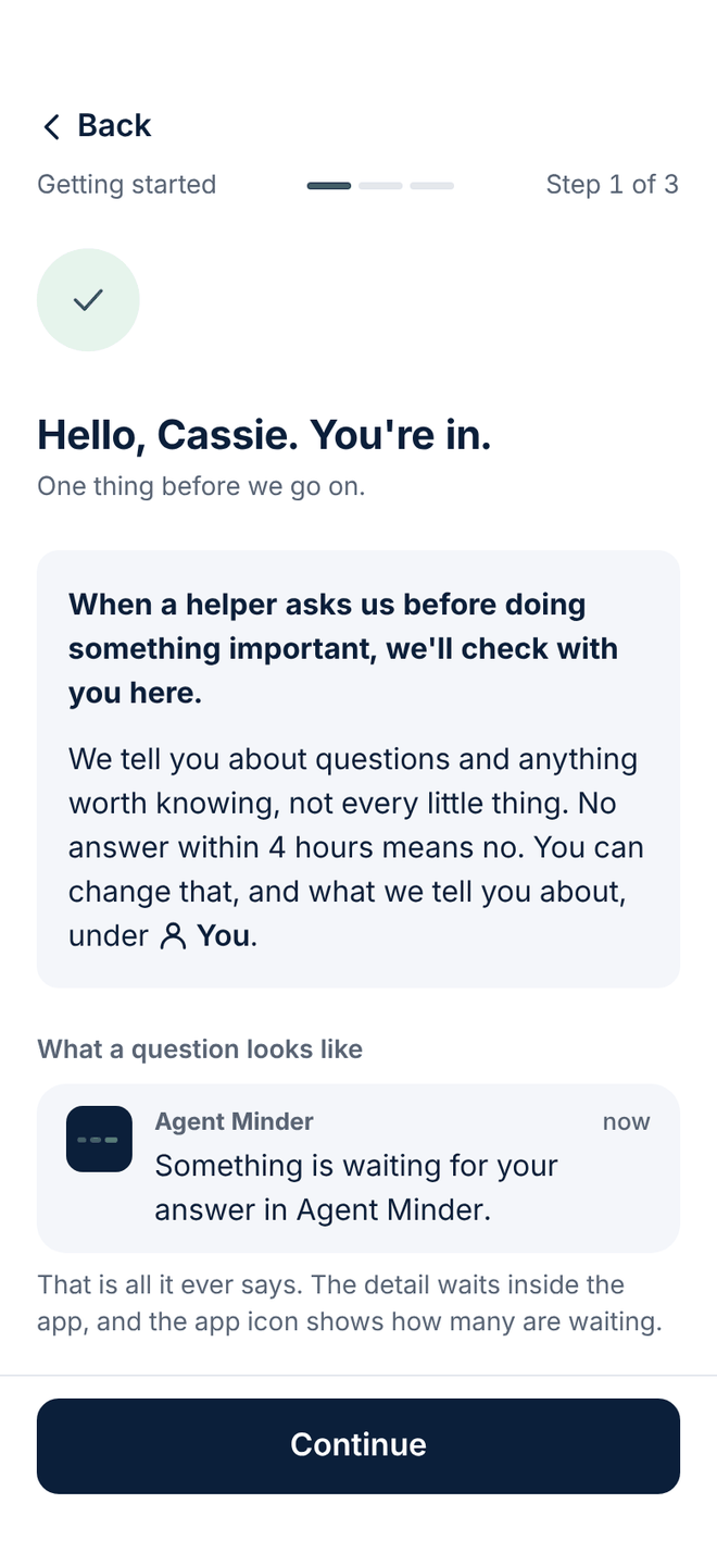 Design of the Hello Cassie screen