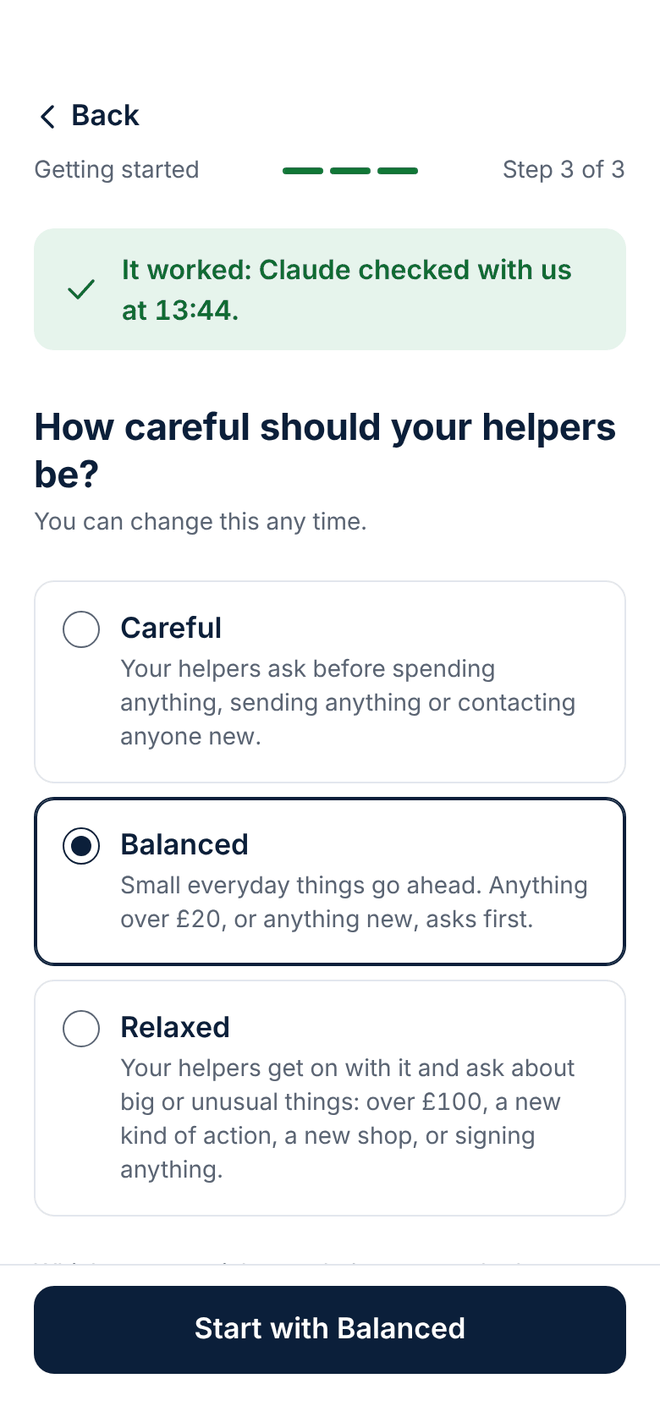 Design of the How careful screen